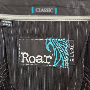 ROAR Classic Embroidered Long Sleeve Button Up Shirt Y2K Western  Men Black XL
